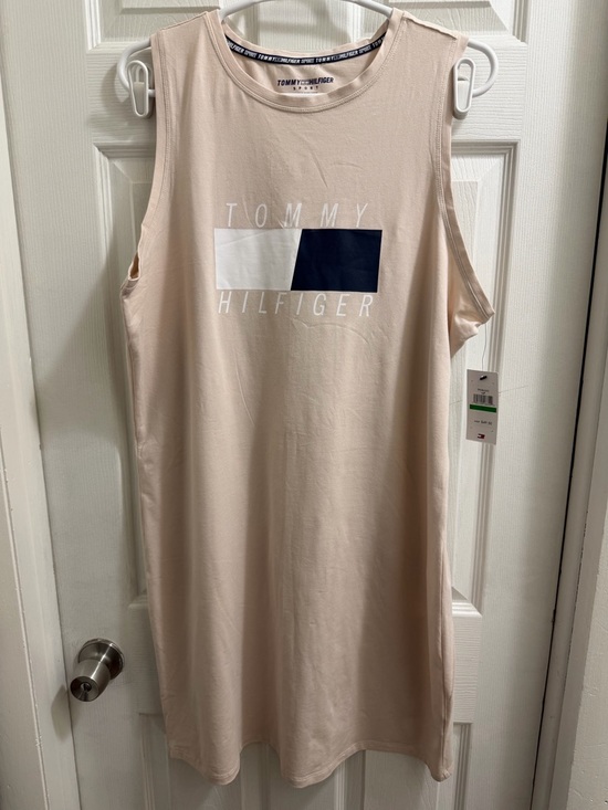 Tommy Hilfiger Dresses & Skirts - Tommy Hilfiger Beige Tank Dress with Navy & White Logo